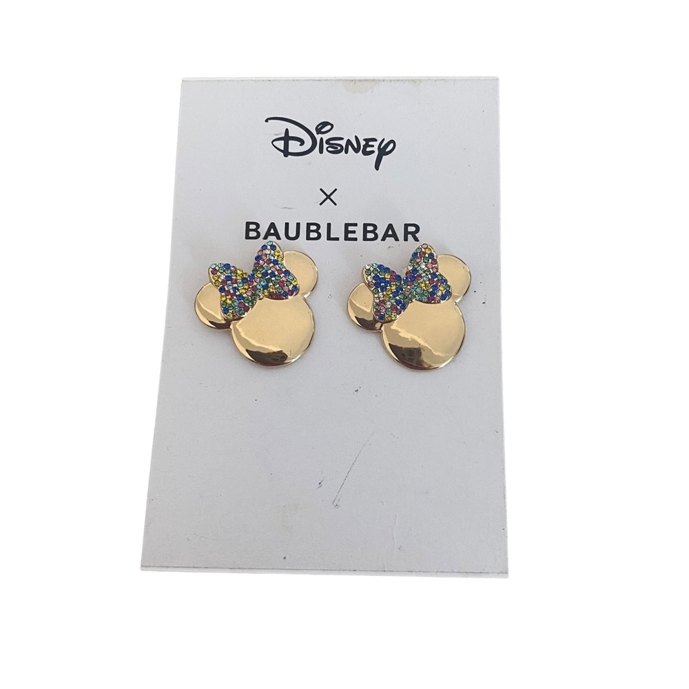 NWT Baublebar x Disney Minnie Mouse studs gold tone multicolor bow